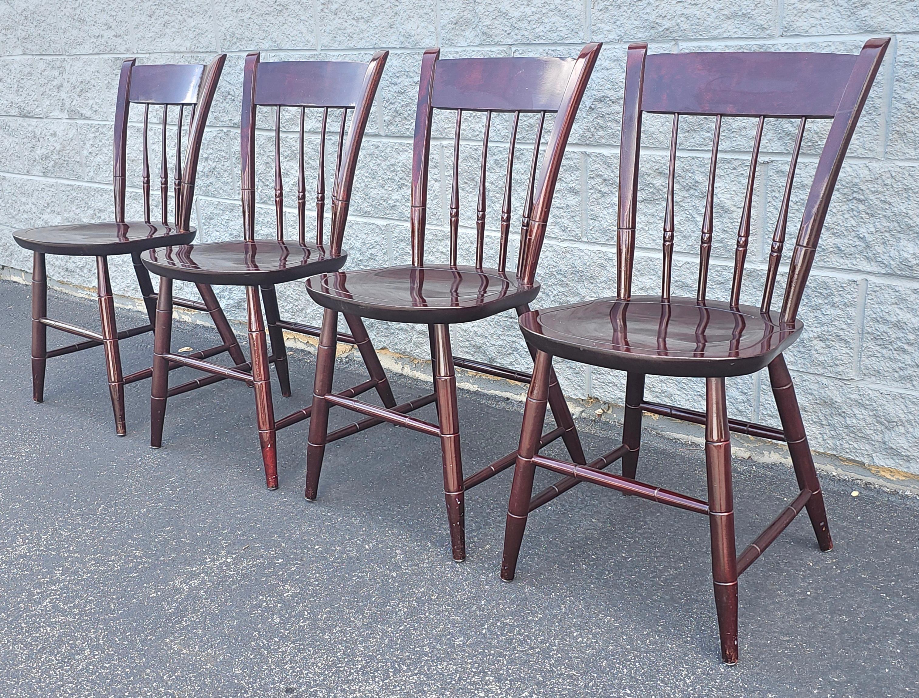 British Colonial 20th C. Set of Four Nichols and Stone Mahogany Windsor Side Chairs by Stickley For Sale