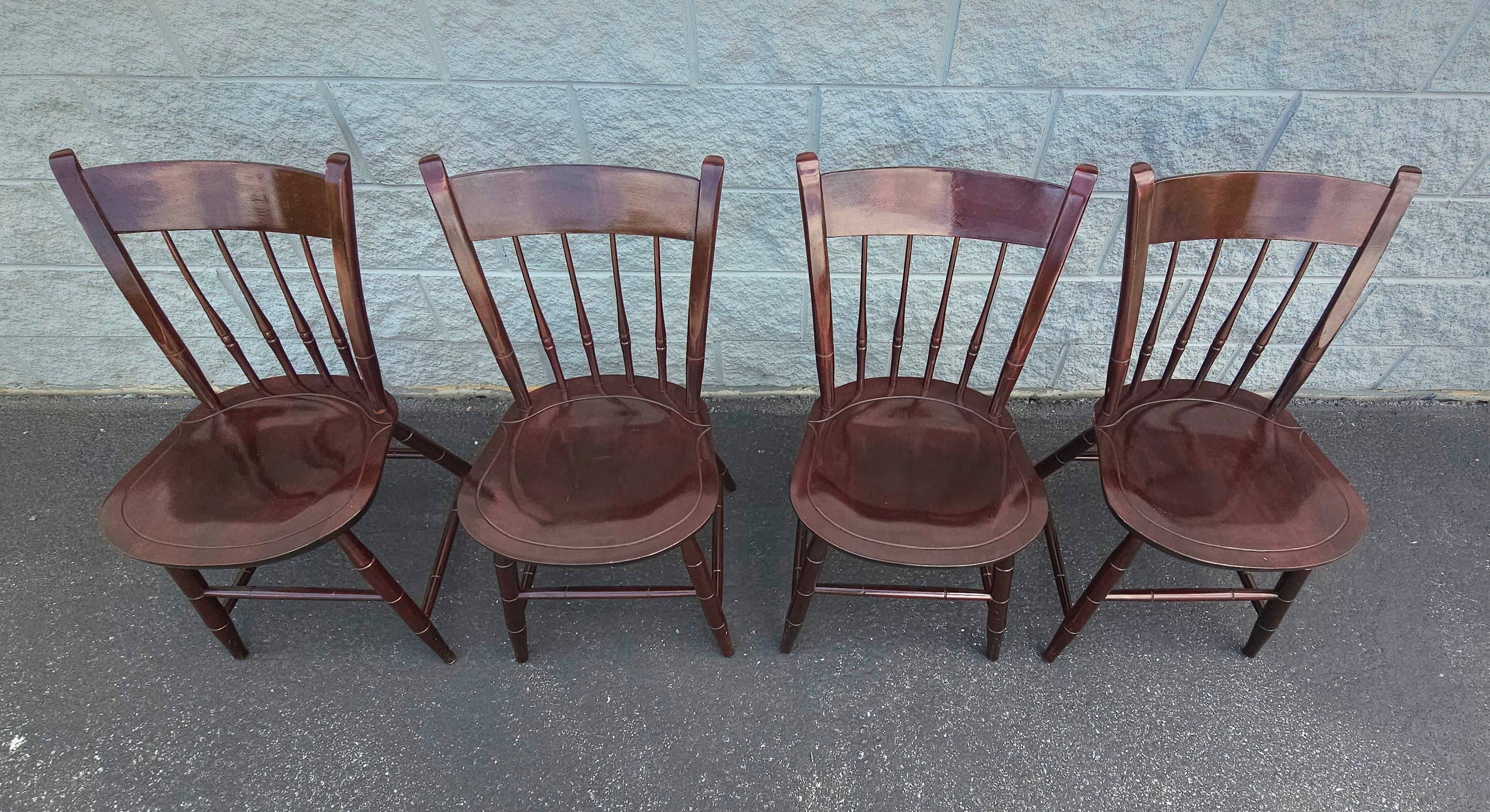 Varnished 20th C. Set of Four Nichols and Stone Mahogany Windsor Side Chairs by Stickley For Sale