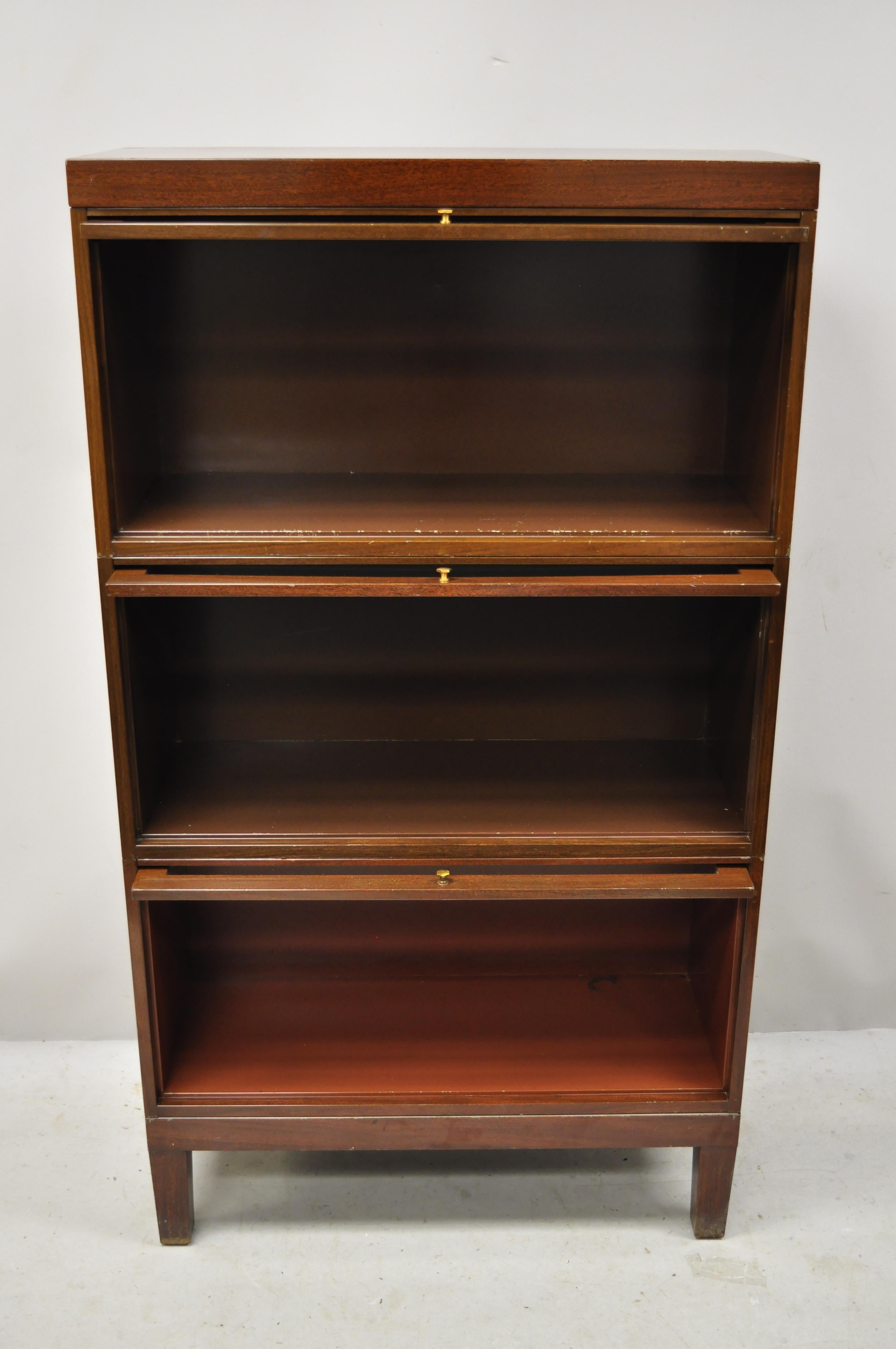 Shaw Walker Steel Metal Industrial Barmister Stacking Lawyer's Bookcase In Good Condition In Philadelphia, PA