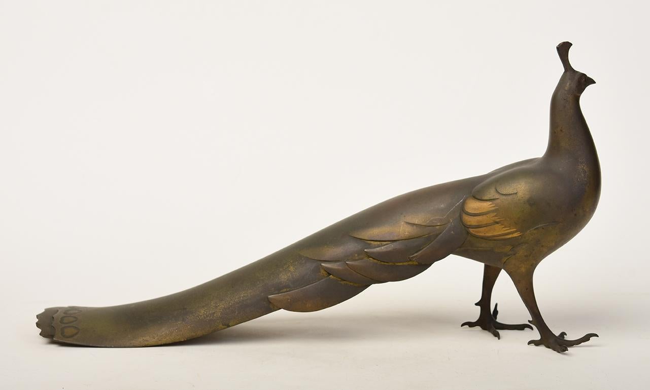20. Jahrhundert, Showa, Japanischer Bronze-Tierpfau mit Künstlerschild im Angebot 6