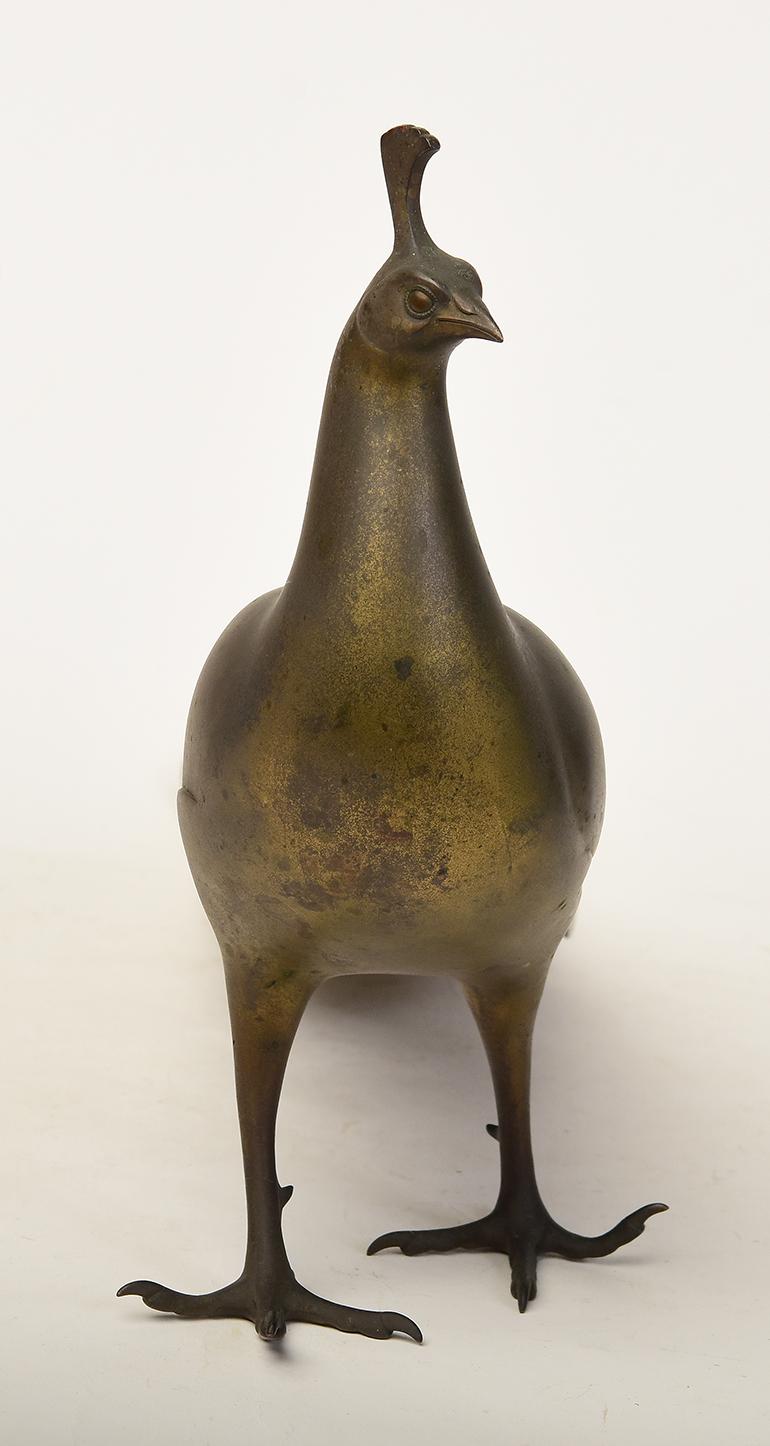 20. Jahrhundert, Showa, Japanischer Bronze-Tierpfau mit Künstlerschild im Angebot 7