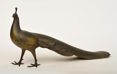 20th C., Showa, Japanese Bronze Animal Peacock with Artist Sign