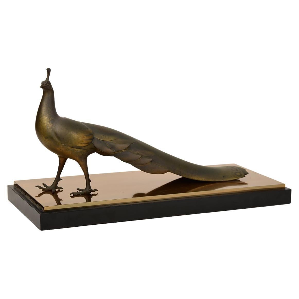 20. Jahrhundert, Showa, Japanischer Bronze-Tierpfau mit Künstlerschild im Angebot