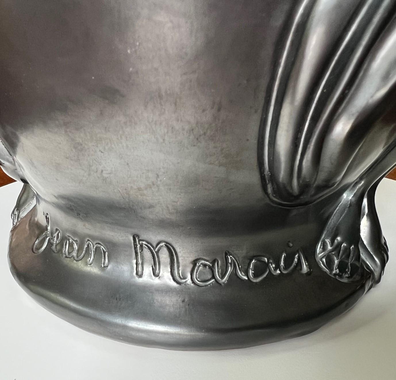 20th C. Signed Jean Marais Pewter Finished Terracotta Vase of Two Nudes inc Book For Sale 1