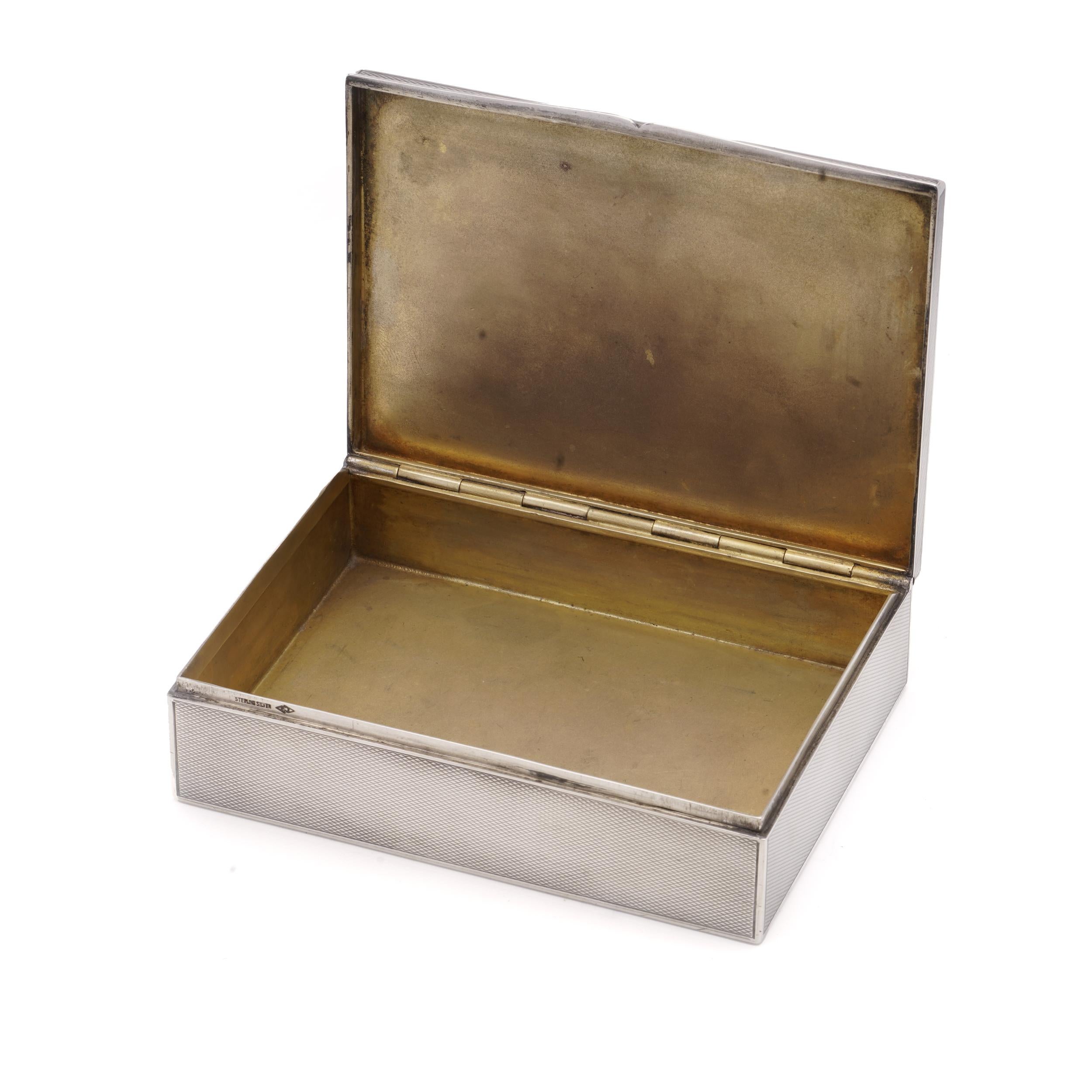 North American 20th C. silver and enamel cigarette box  For Sale