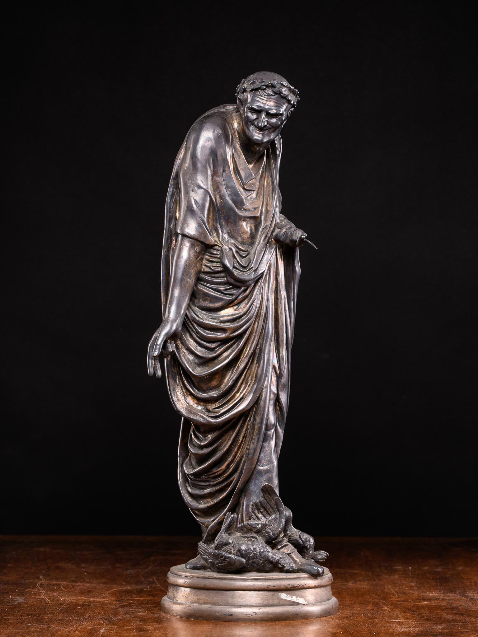 Versilberte Statue des 20. Jahrhunderts, die den römischen Senator vorstellt, Frankreich im Zustand „Gut“ im Angebot in Leuven , BE