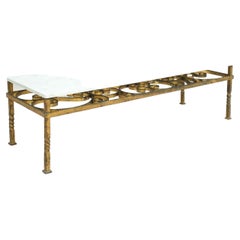 20th C Spanish Gilt Metal and Marble Coffee Table