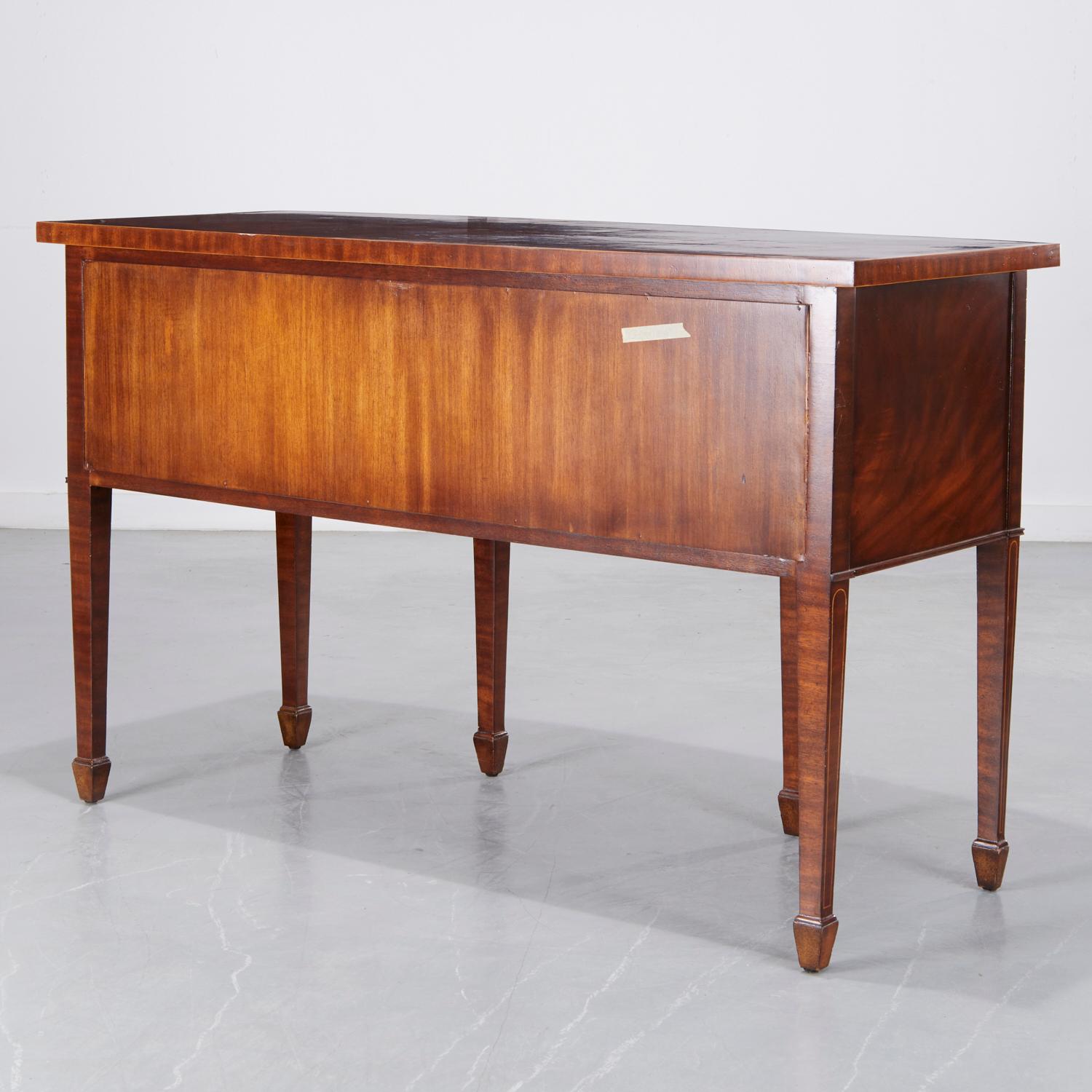 20th C. Three Drawer Georgian Style Mahogany Sideboard with Inlaid Stringing In Good Condition For Sale In Morristown, NJ