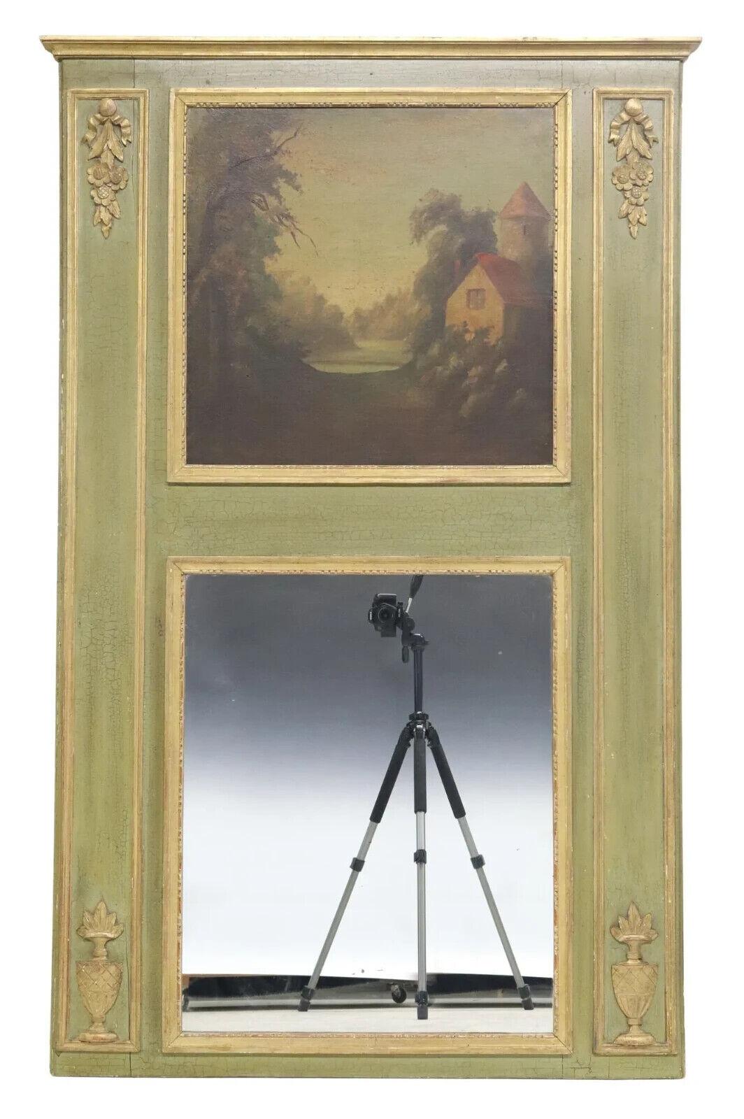 Gorgeous 20th C. Trumeau, French Louis XVI Style, Parcel Gilt & Painted 71