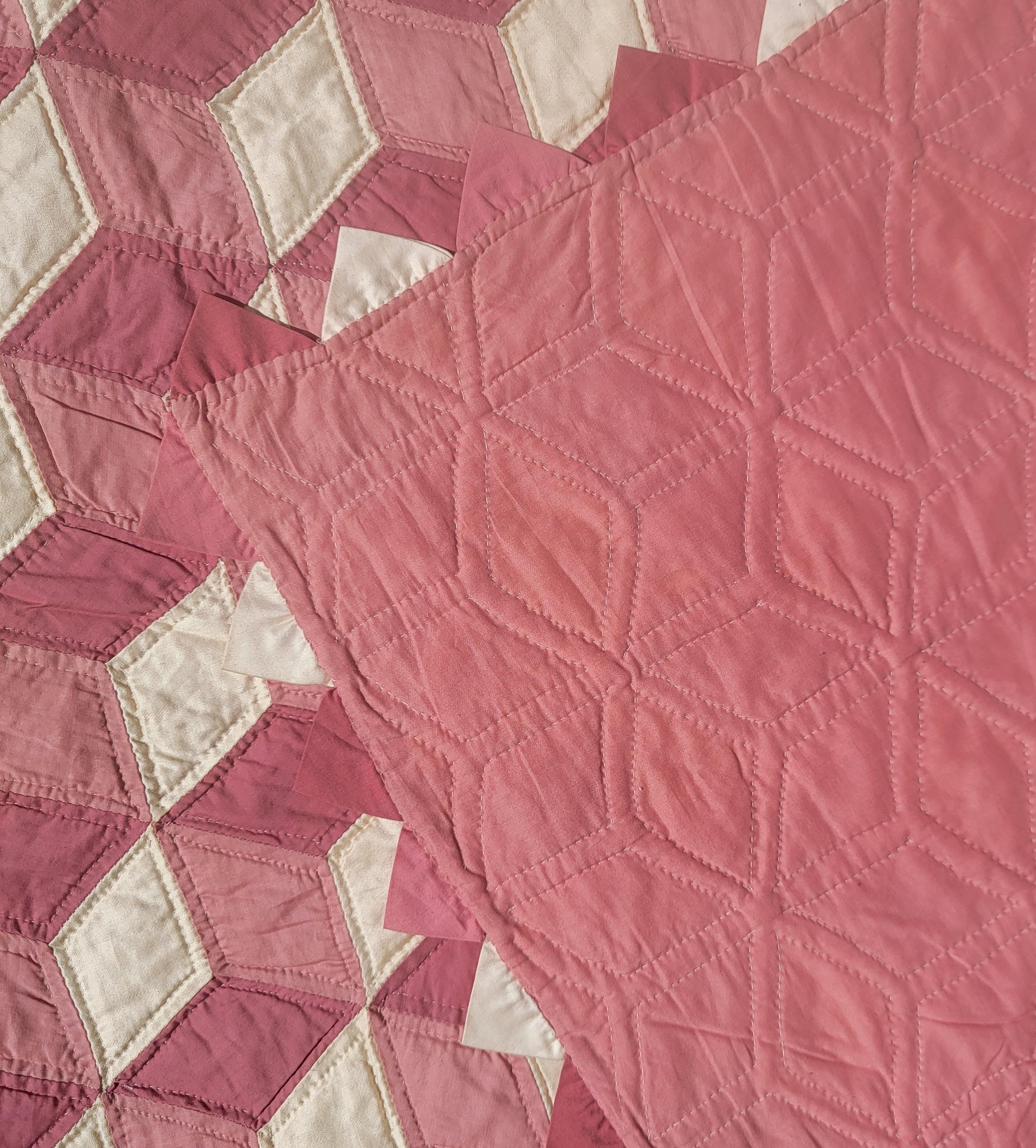 American 20th C Tumbling Blocks Quilt For Sale