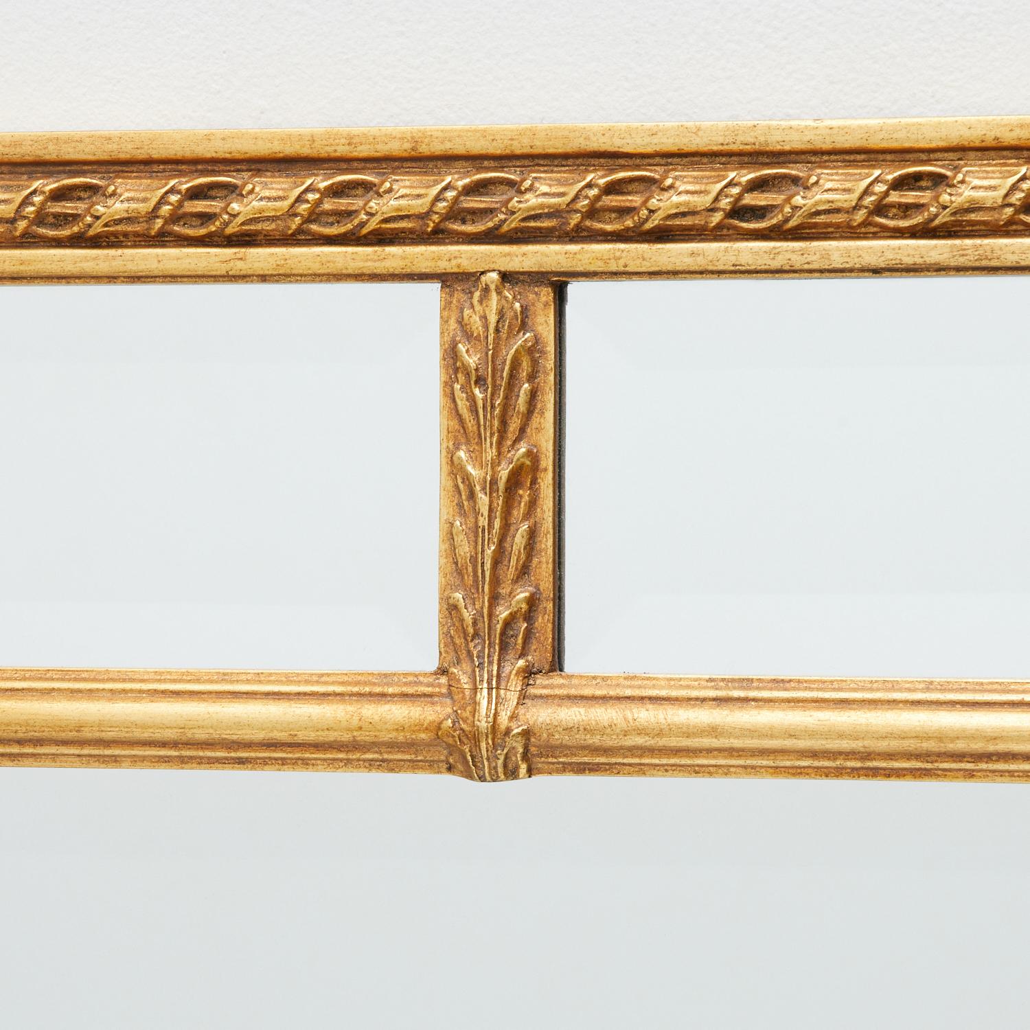 American 20th C. Carvers' Guild Regency Double Rectangle Mirror #1204 Antiqued Gold Leaf For Sale