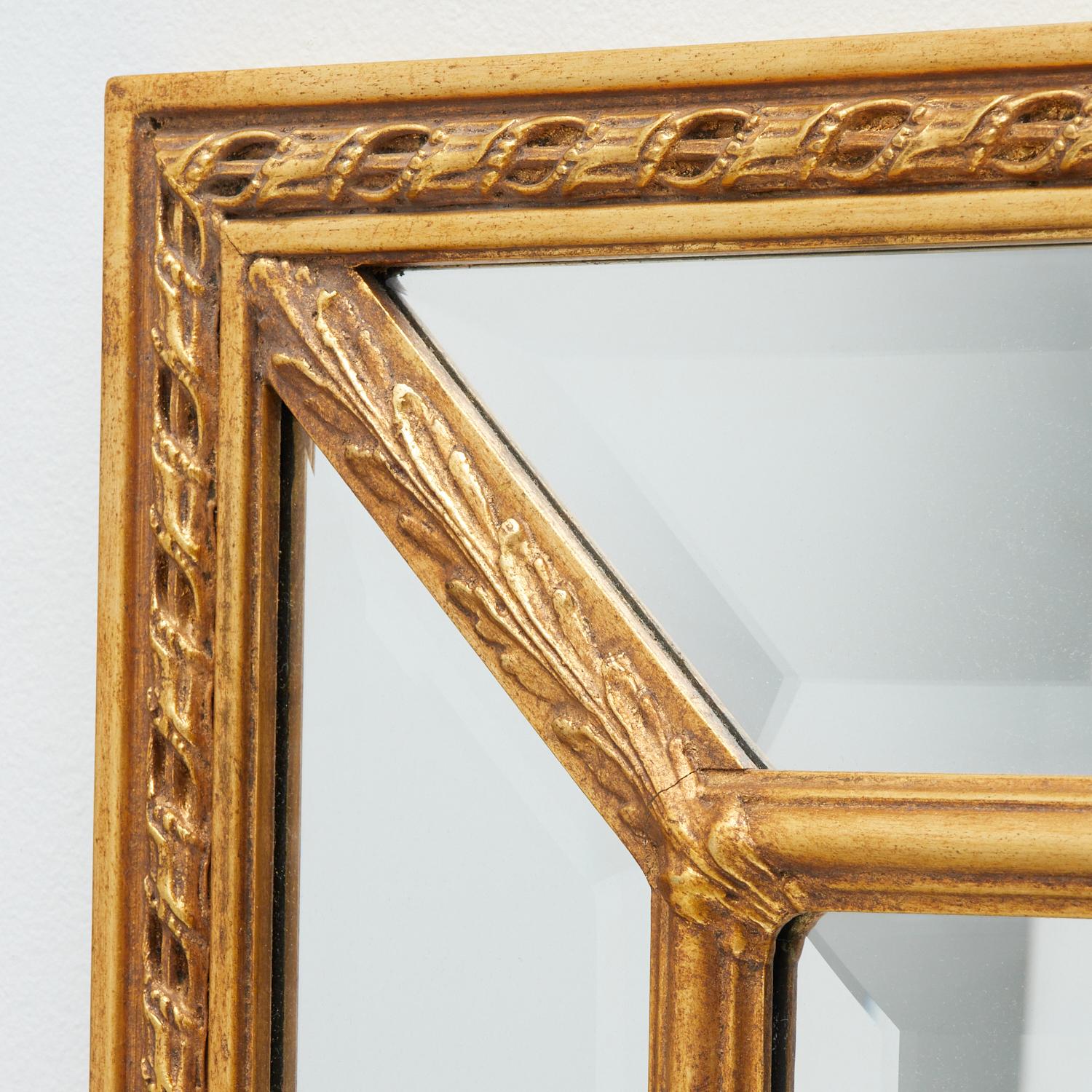 Gilt 20th C. Carvers' Guild Regency Double Rectangle Mirror #1204 Antiqued Gold Leaf For Sale