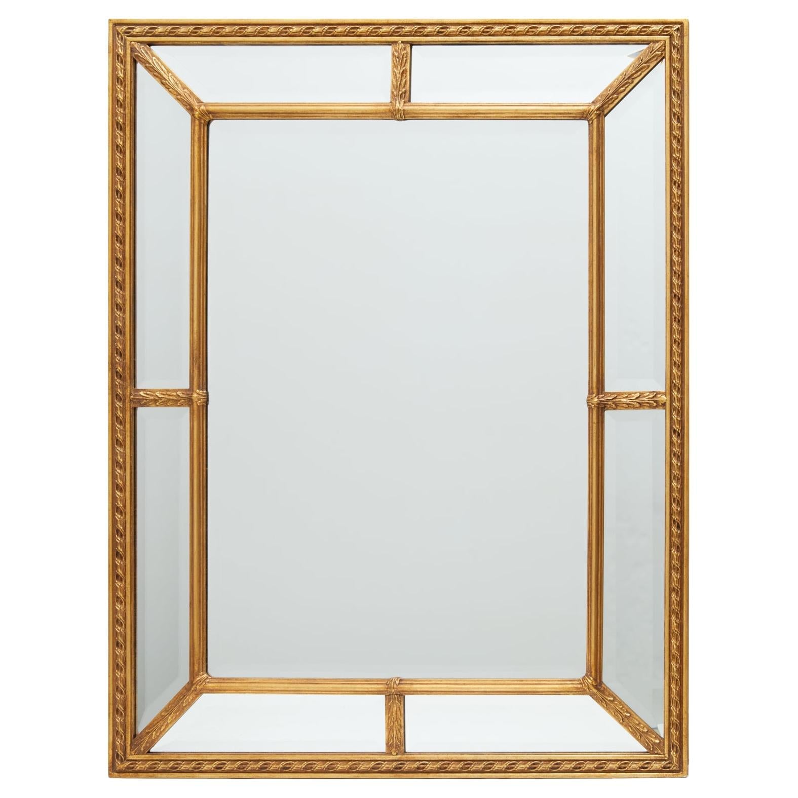 20th C. Carvers' Guild Regency Double Rectangle Mirror #1204 Antiqued Gold Leaf For Sale
