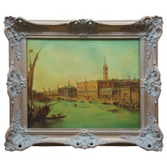 Vintage Venice Italy Patin Impressionist Cityscape Oil Painting Canal Gondola
