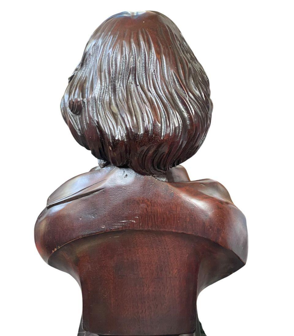 20th C. Victorian Mahogany Bust of William Shakespeare, U.S.A. In Good Condition For Sale In Los Angeles, CA