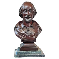 20th C. Victorian Mahogany Bust of William Shakespeare, U.S.A.