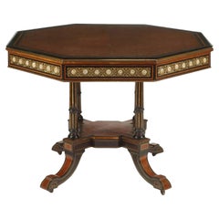 20th C. Vintage / Antique Burlwood & Parcel, Ebonized, Octagonal, Center Table!!