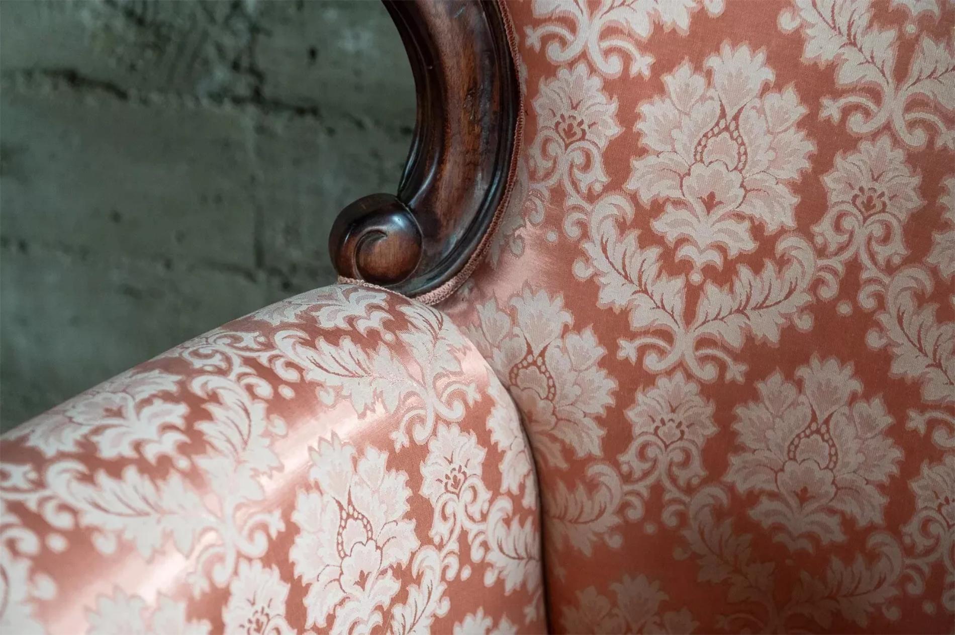 20th Century 20th C, Vintage Victorian Style, Carved, Eagle, Pink, Sofa, Arm Chair,  Set of 3
