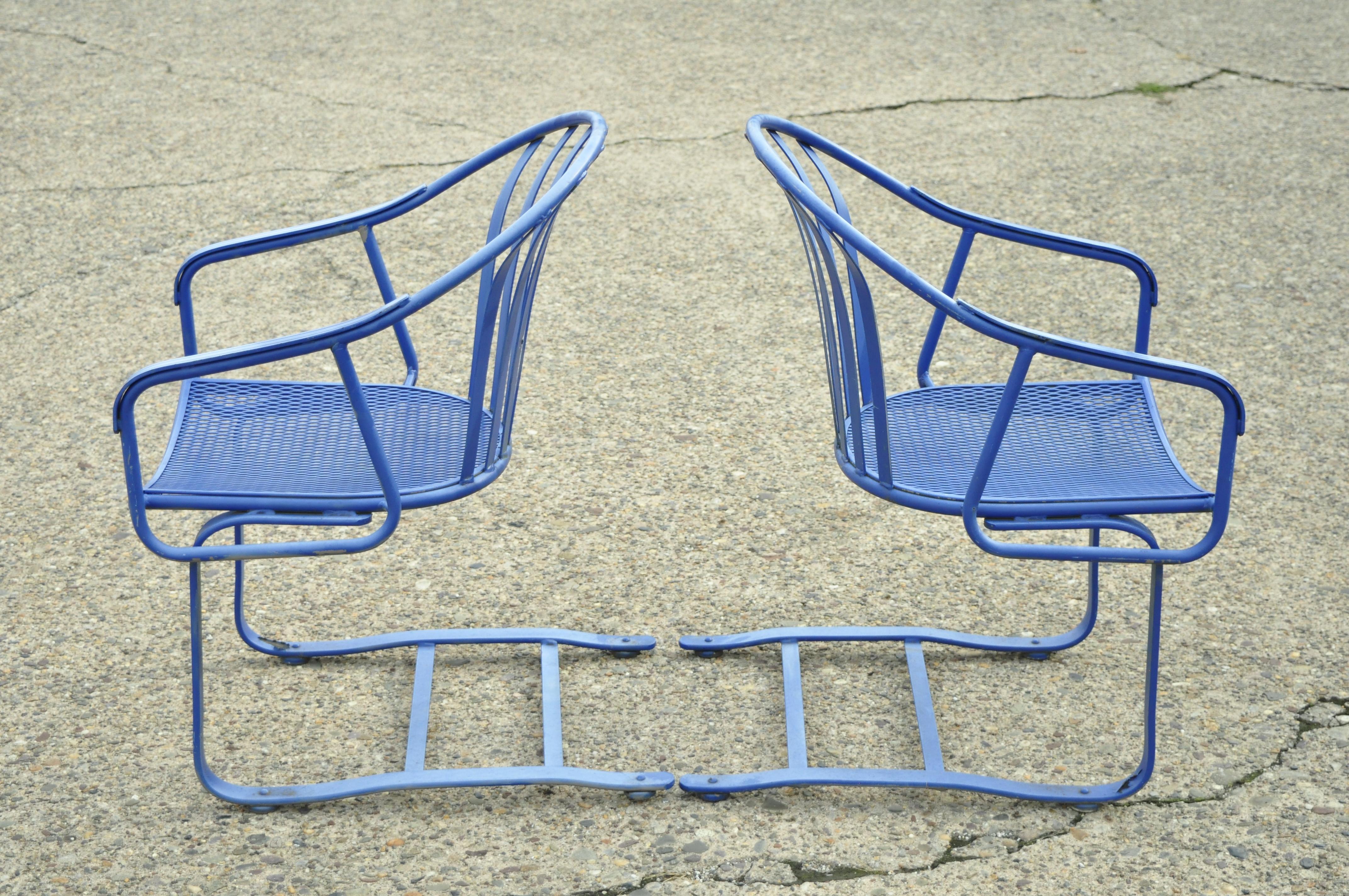 Woodard Valencia Barrel Back Iron Outdoor Bouncer Spring Chairs, a Pair 2