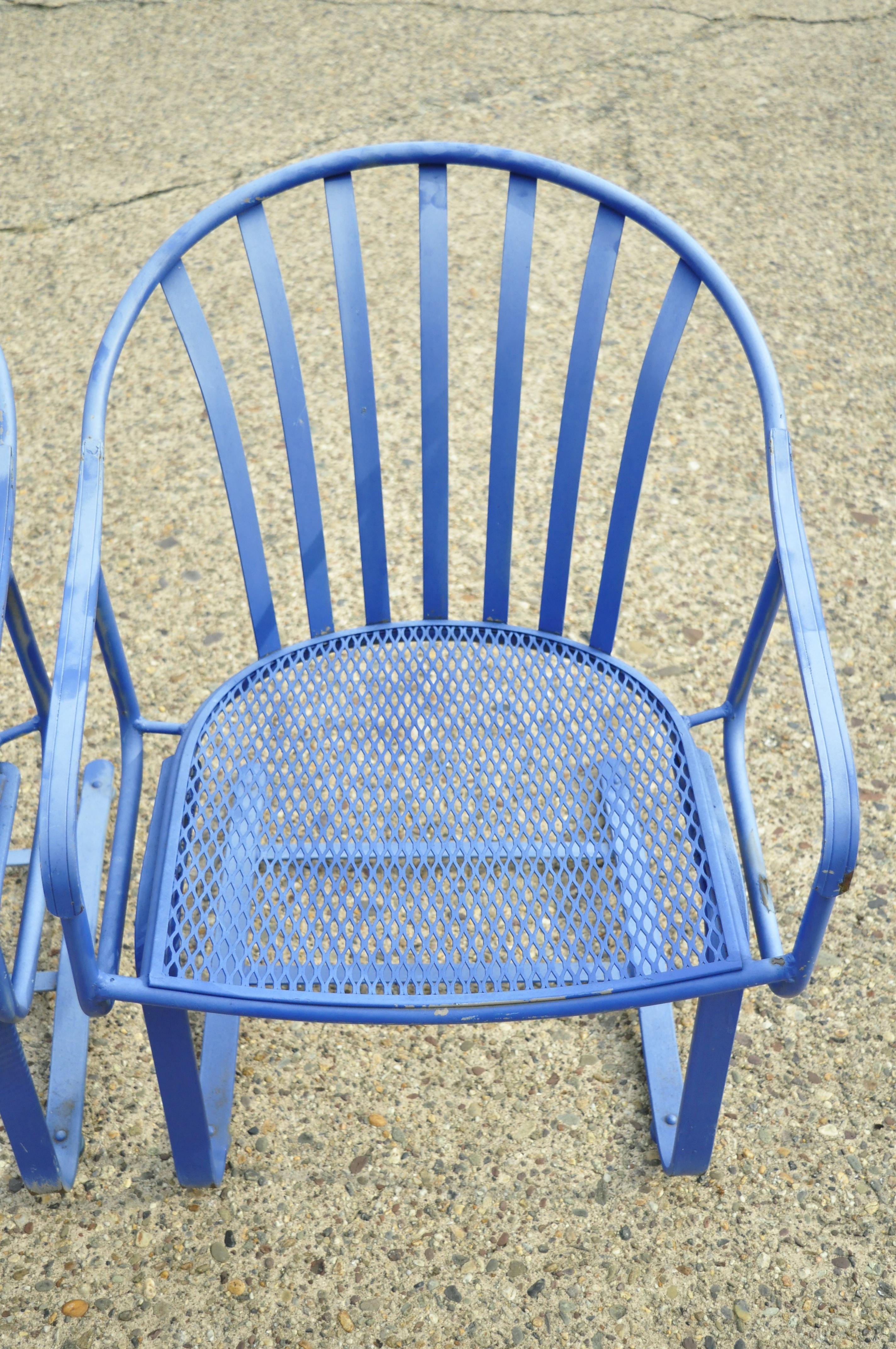 Woodard Valencia Barrel Back Iron Outdoor Bouncer Spring Chairs, a Pair 3