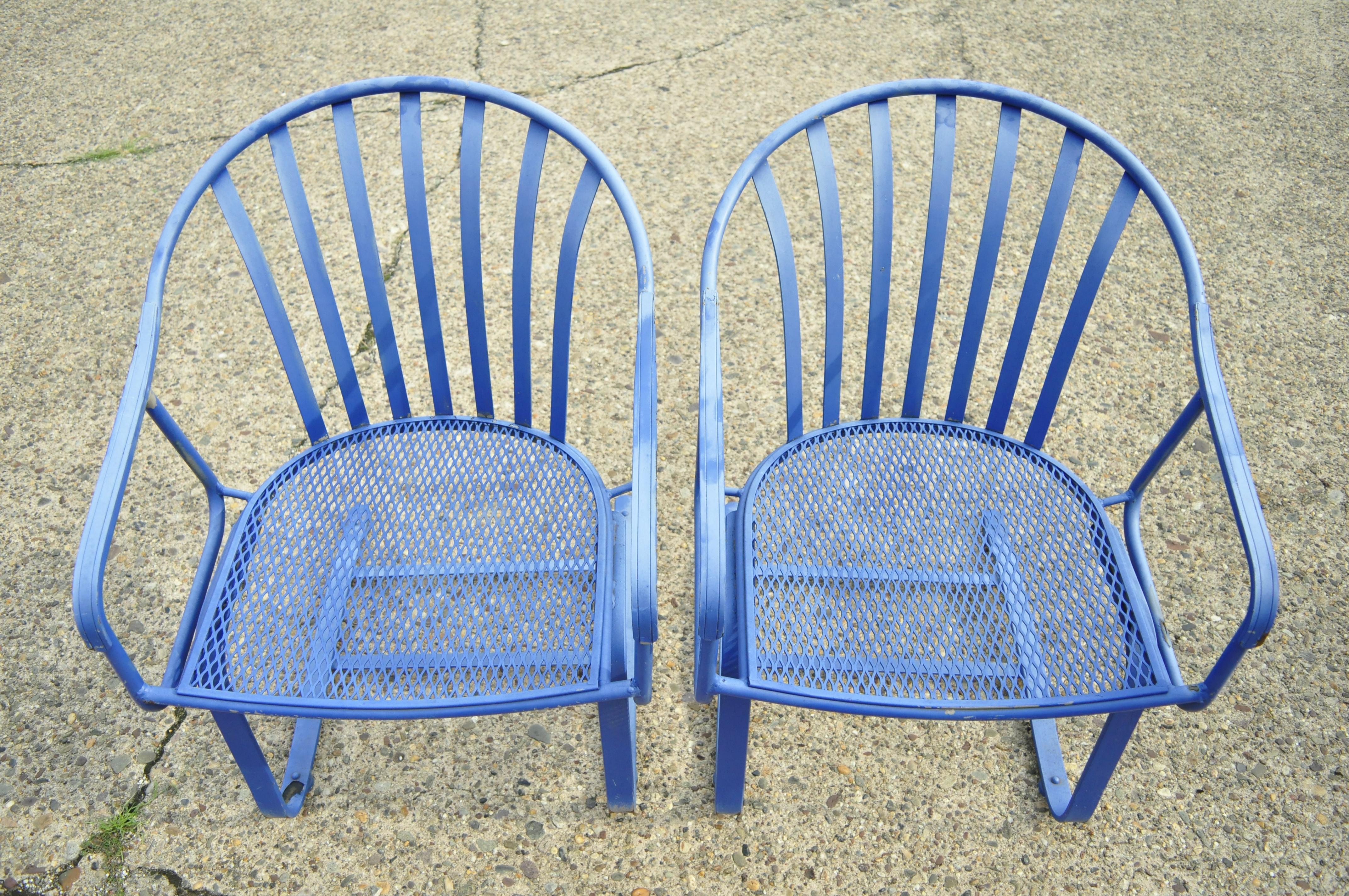 Woodard Valencia Barrel Back Iron Outdoor Bouncer Spring Chairs, a Pair 4