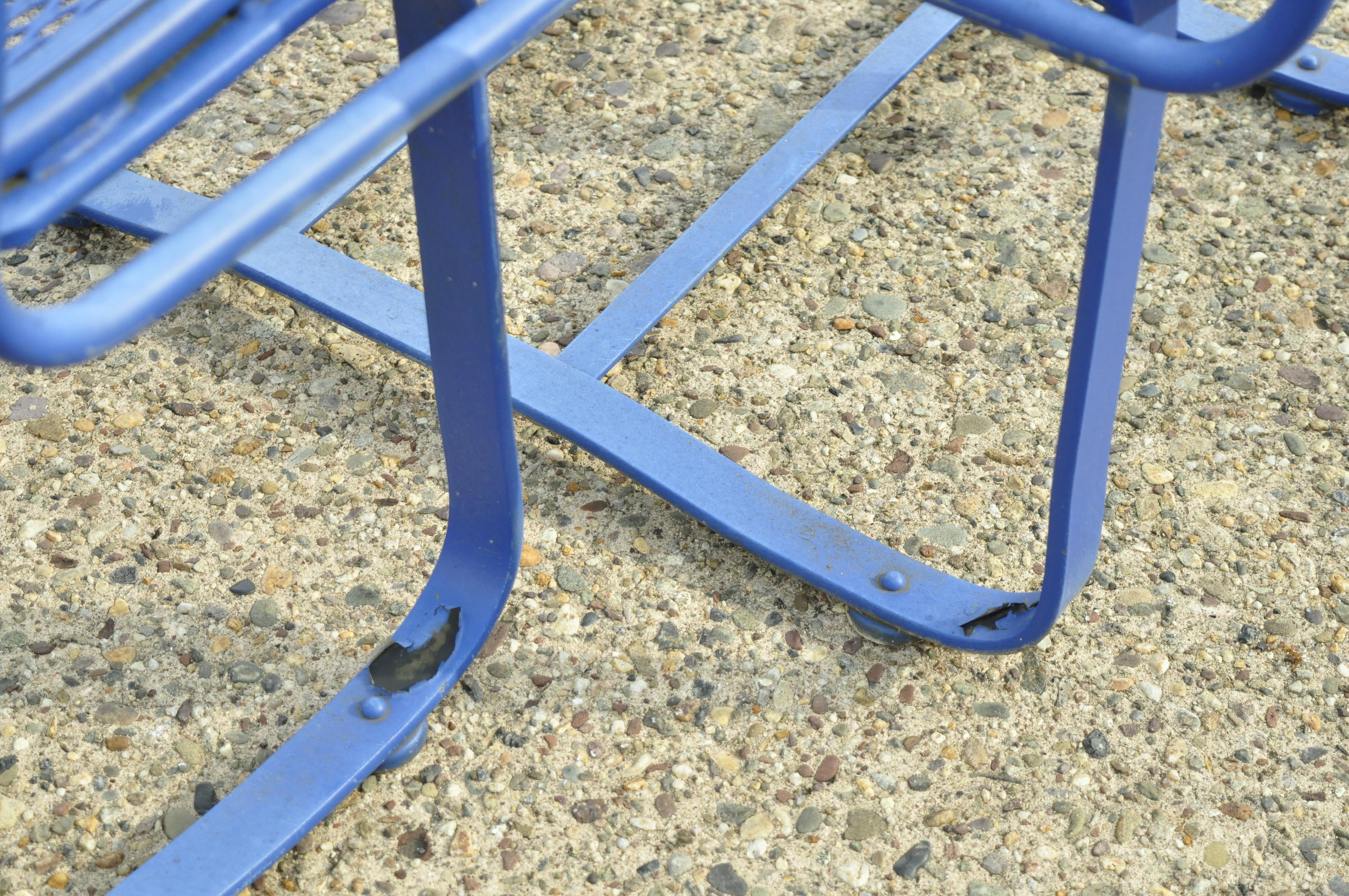 Woodard Valencia Barrel Back Iron Outdoor Bouncer Spring Chairs, a Pair In Good Condition In Philadelphia, PA