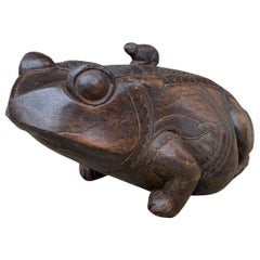 20th Century Carved Wood Frog Box