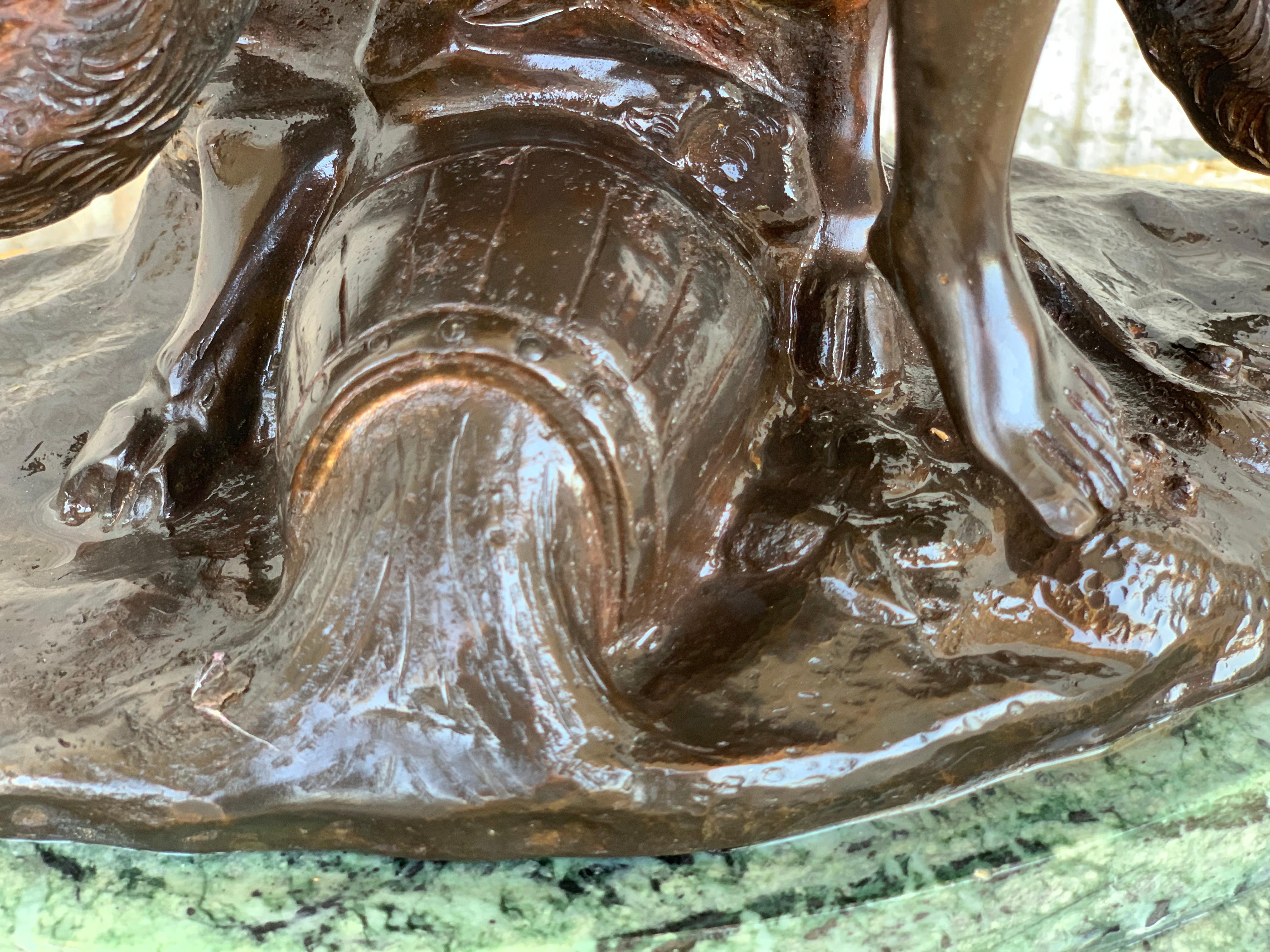 Statua in bronzo fuso del 19° secolo di un angelo cherubino firmata da Ferdinando de Luca, Italia in vendita 4