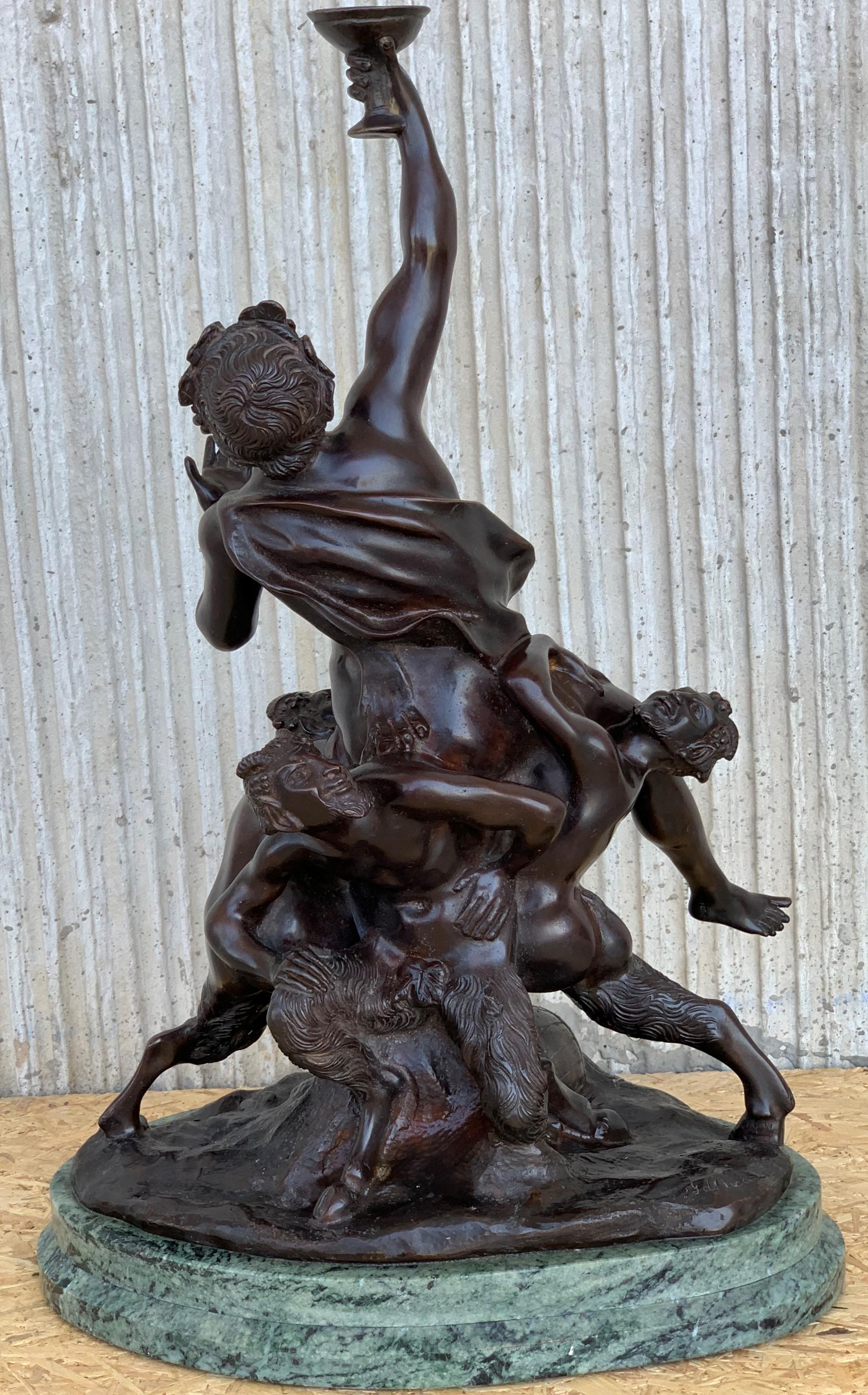 Art Nouveau 19th Cast Bronze Statue of a Cherub Angel Signed by Ferdinando de Luca, Italy For Sale