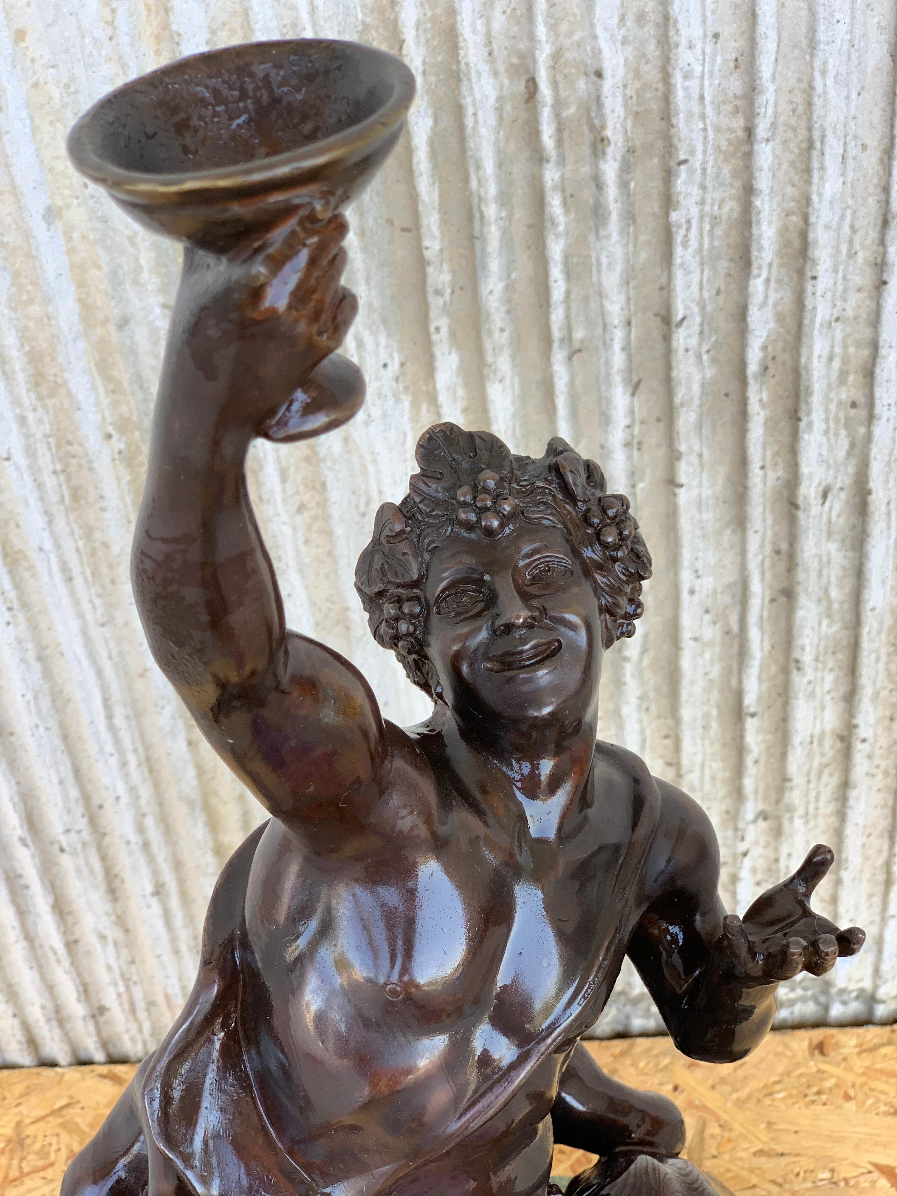 19th Cast Bronze Statue of a Cherub Angel Signed by Ferdinando de Luca, Italy In Excellent Condition For Sale In Miami, FL