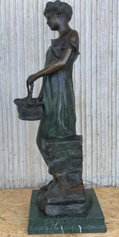 20th Century Cast Bronze Statue of a Nymph Signed by Ferdinando de Luca, Italy