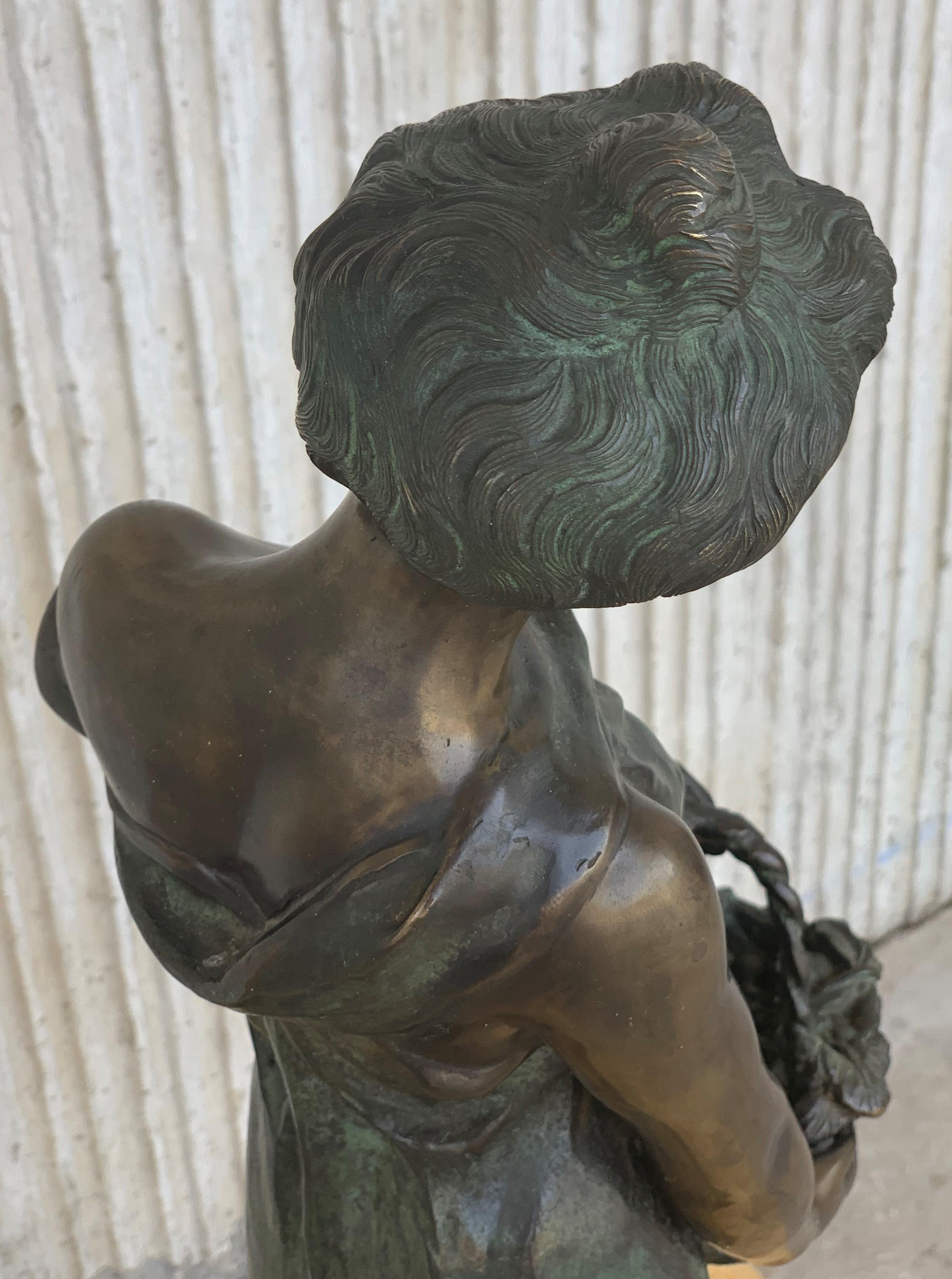20th Century Cast Bronze Statue of a Nymph Signed by Ferdinando de Luca, Italy In Excellent Condition In Miami, FL