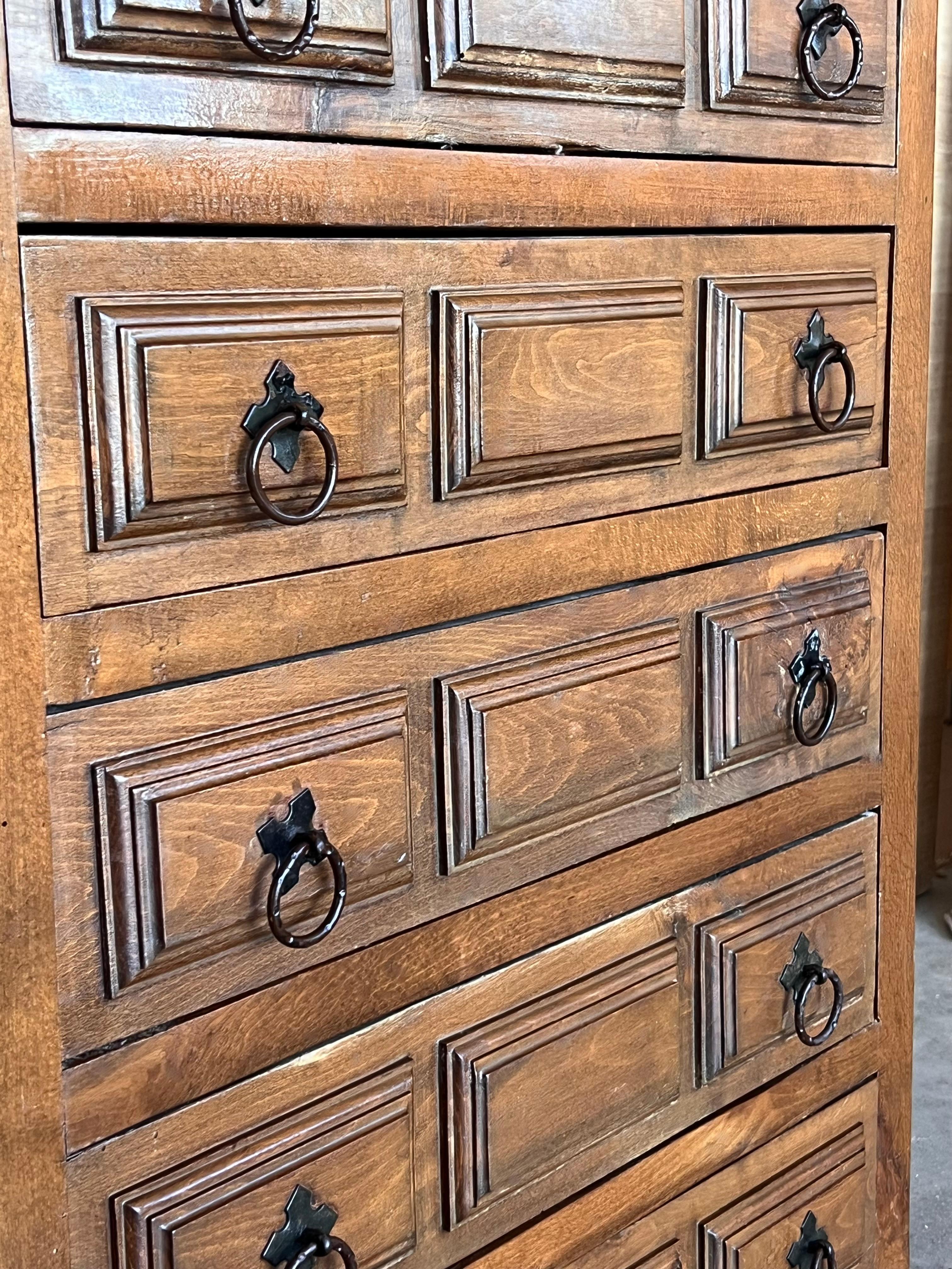 20th Catalan Spanish Baroque Carved Walnut Tuscan Chest of Drawers or Nightstand For Sale 2