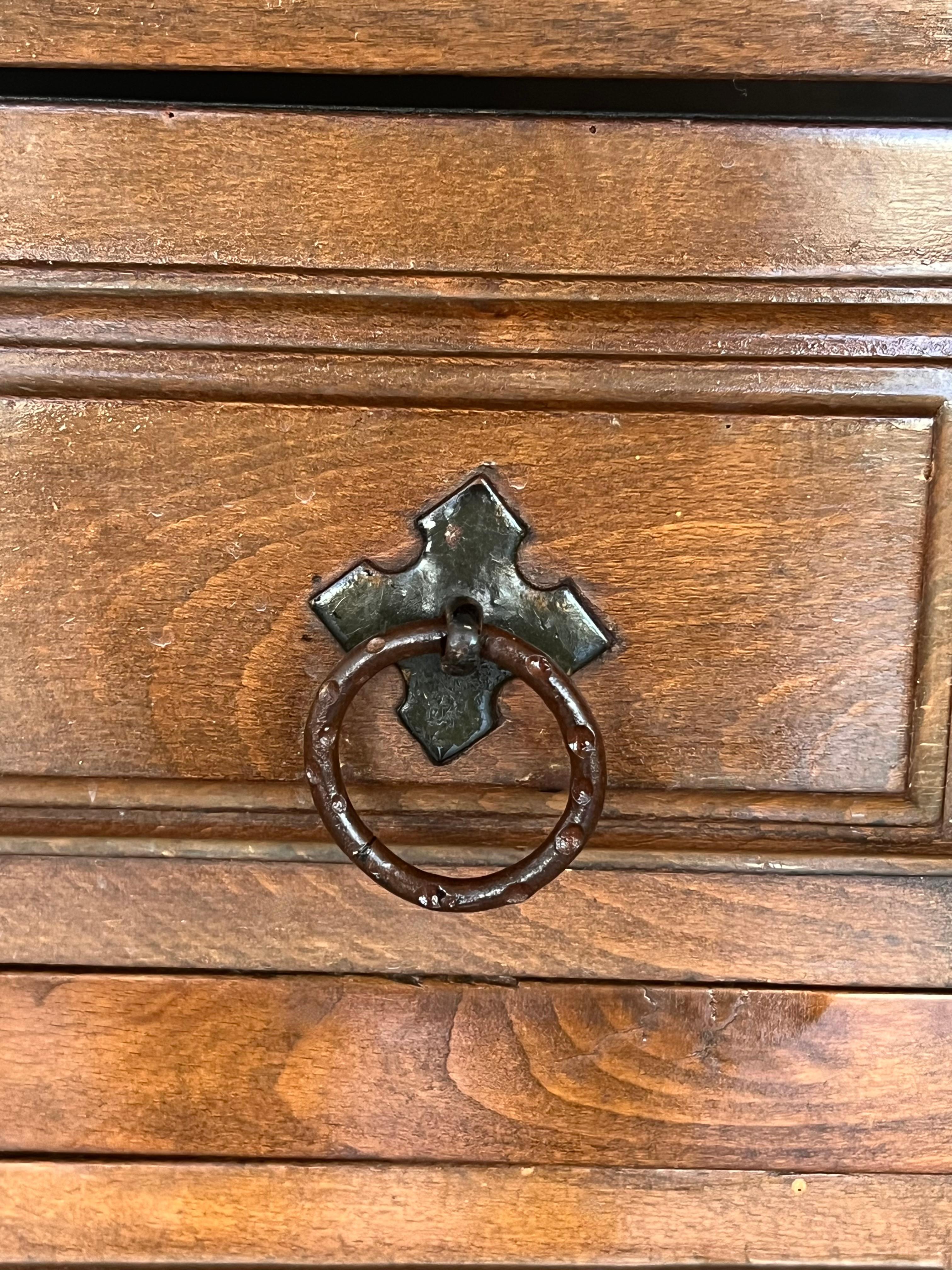 20th Catalan Spanish Baroque Carved Walnut Tuscan Chest of Drawers or Nightstand For Sale 3