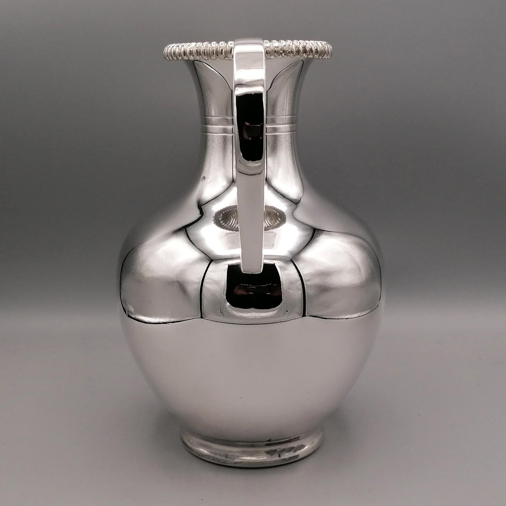 20th century Italian Solid Silver amphora vase with handles For Sale 3