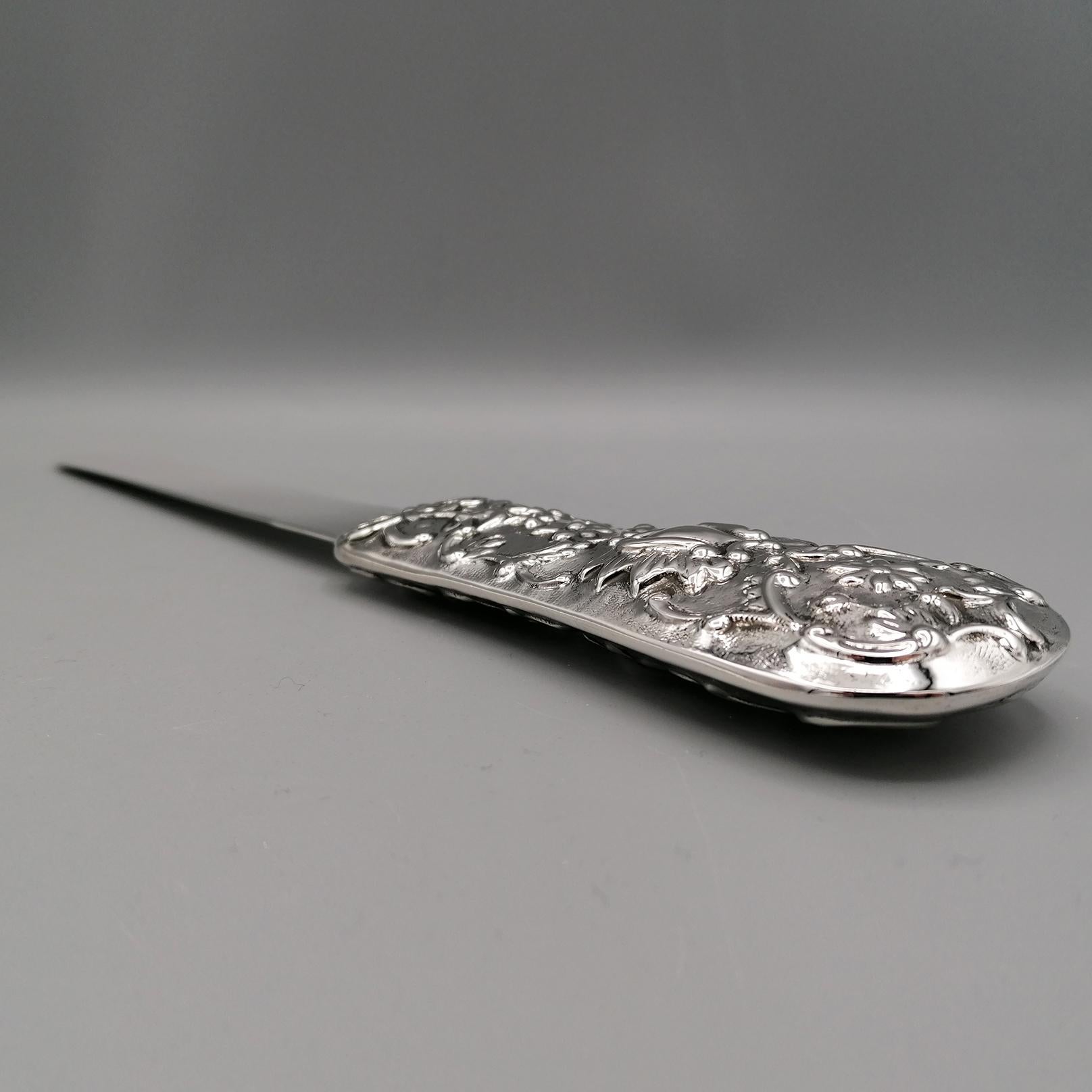 20th Cebtury Italian Big Sterling Silver Letter Opener In Excellent Condition For Sale In VALENZA, IT