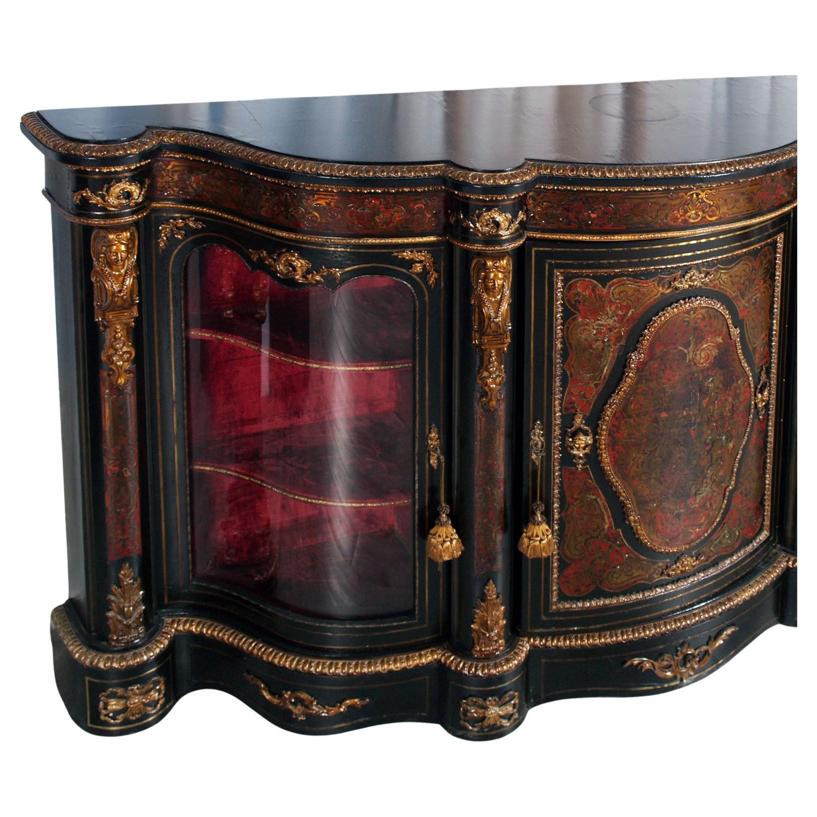 20th Century 20th Cent French Boulle Style Sideboard with Brass Inlay and Gilt Bronze Mounts in vendita