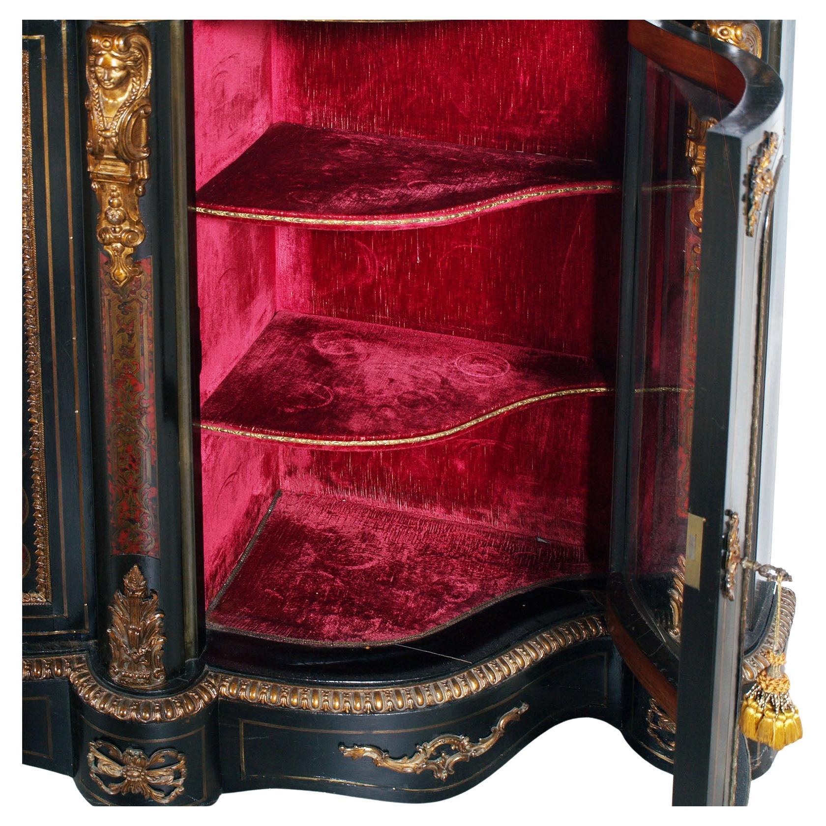 Ottone 20th Cent French Boulle Style Sideboard with Brass Inlay and Gilt Bronze Mounts in vendita
