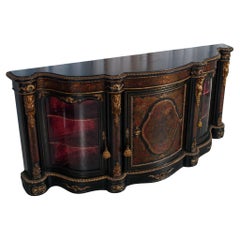 20th Cent French Boulle Style Sideboard with Brass Inlay and Gilt Bronze Mounts