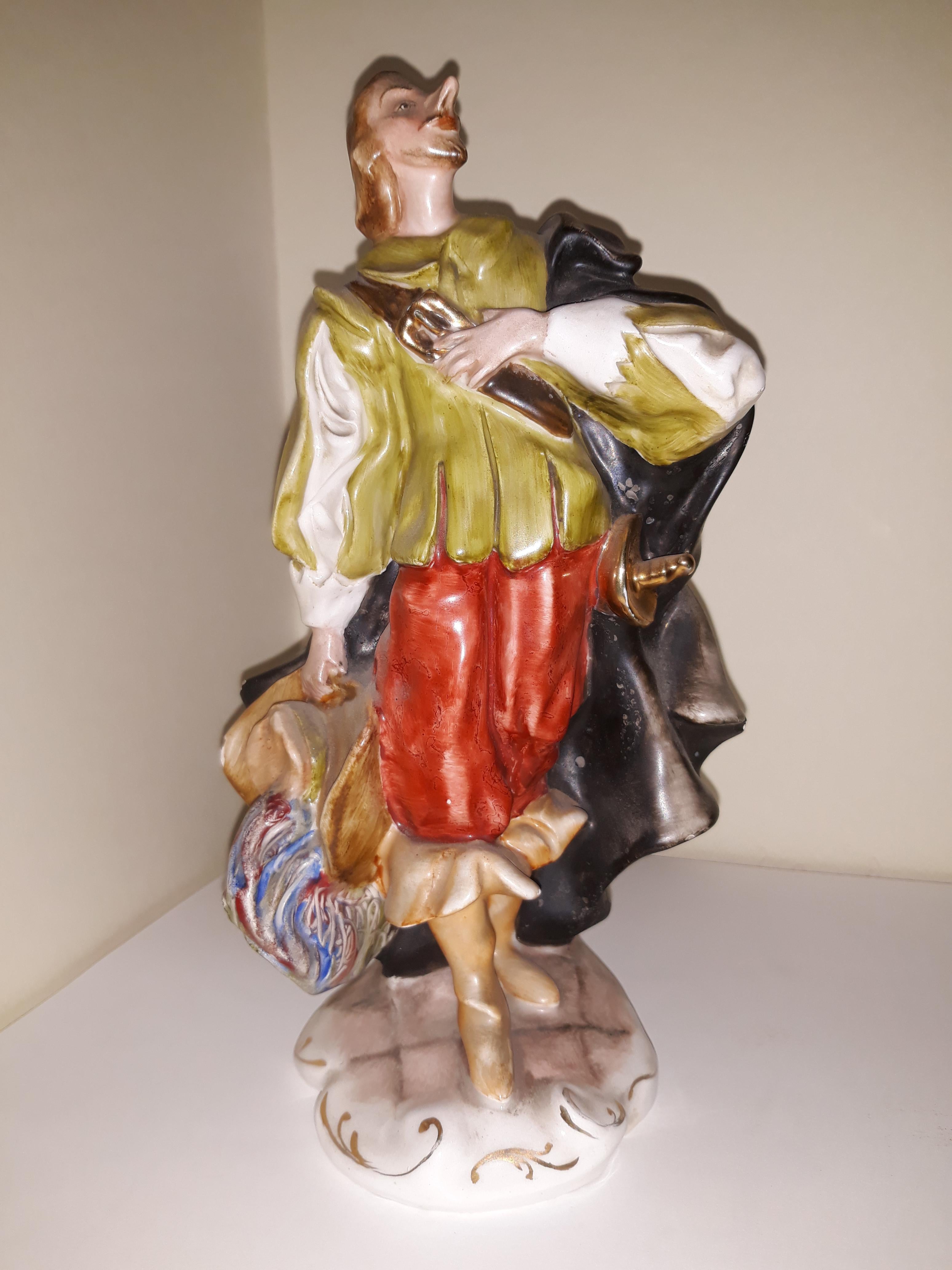 20th century Hannover Porcelain representing figure of Cyrano de Bergerac of Rostand.
