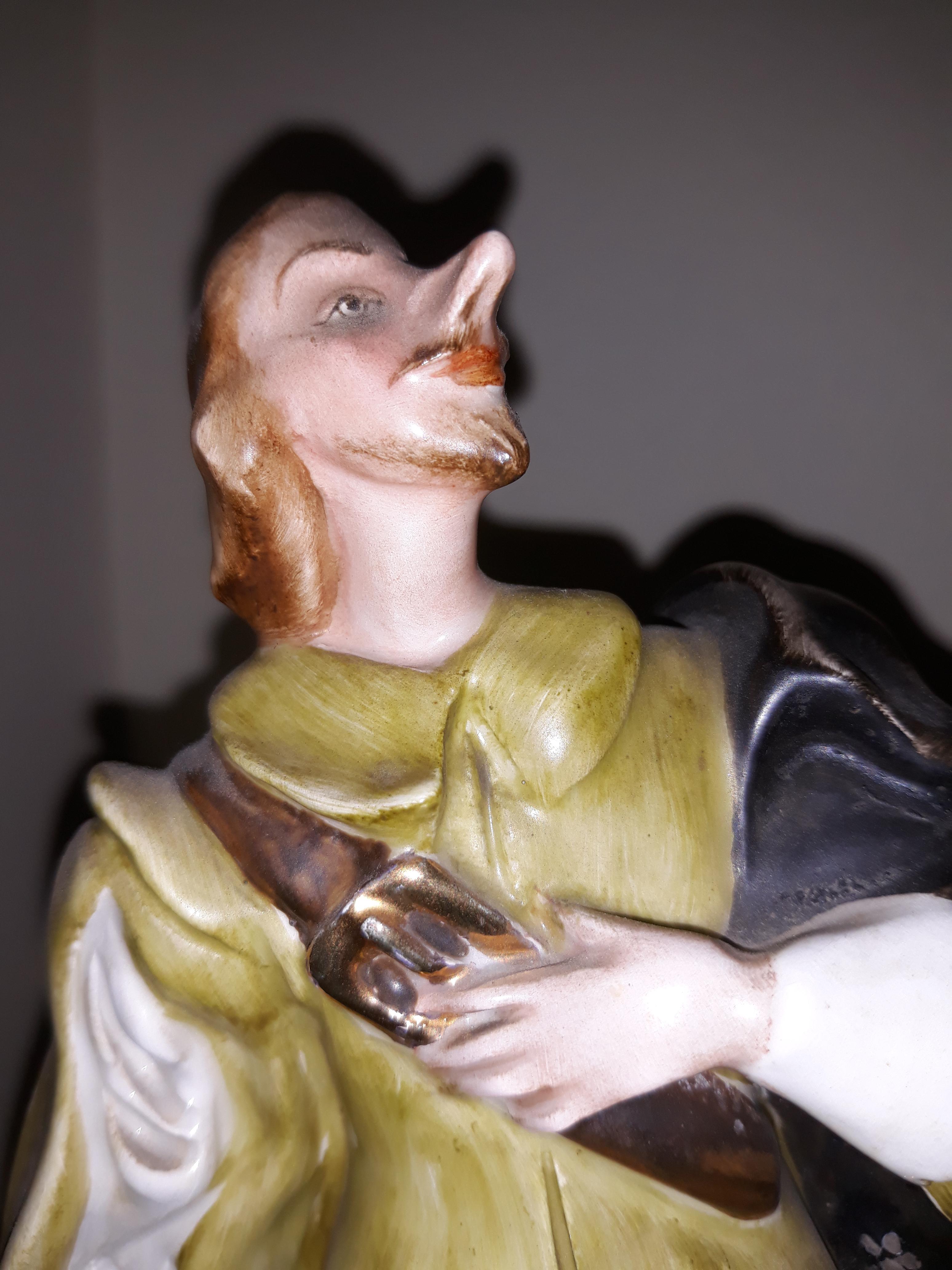 Neoclassical 20th Century Hannover Porcelain Representing Figure of Cyrano de Bergerac For Sale