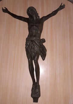 20th century Italian Amazing Solid Bronze of  Sculpture "Jesus on the Cross"