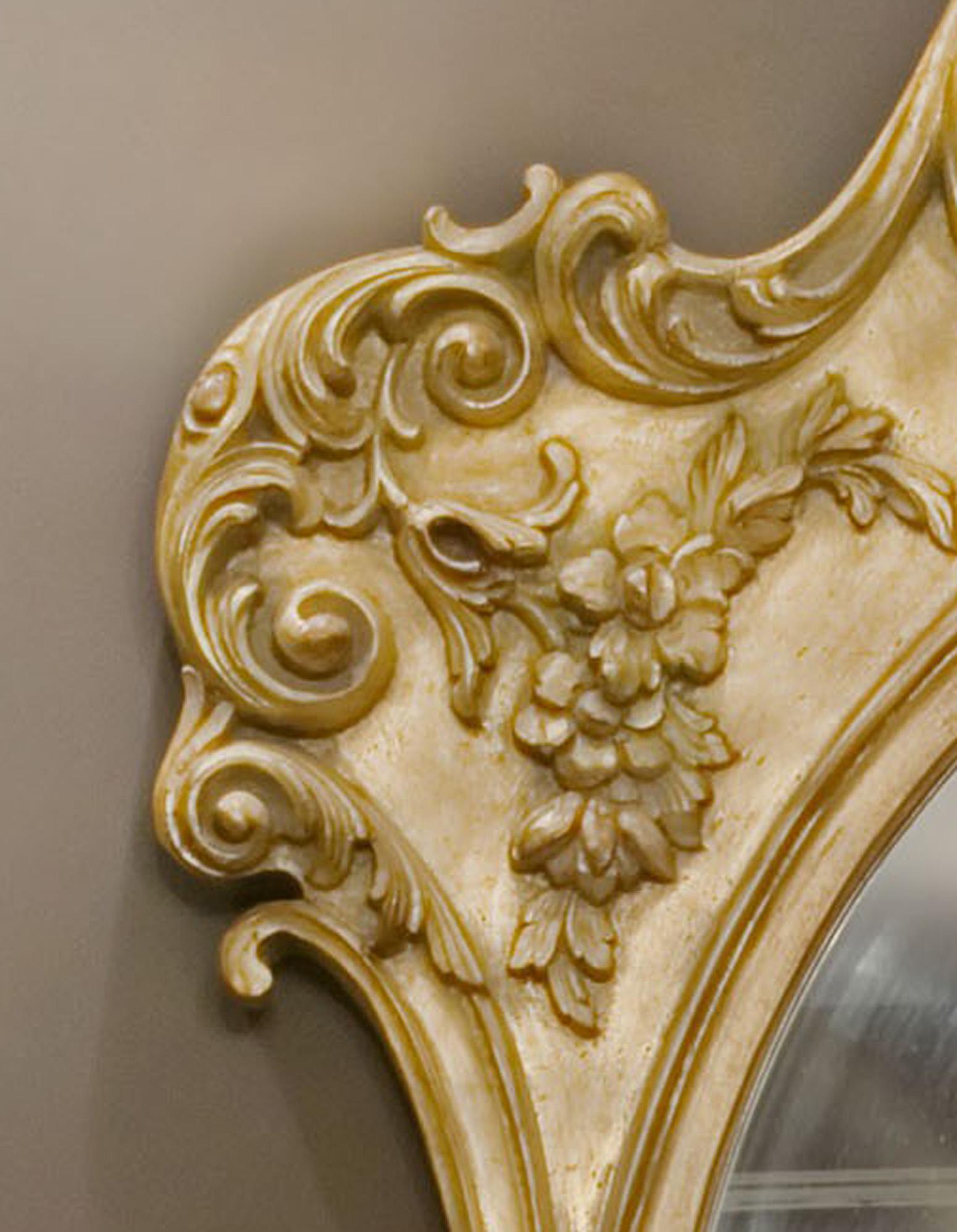 Hand-Carved 20th Century Italian Neapolitan, Louis Philip, Hand Carved Wood, Mirror For Sale