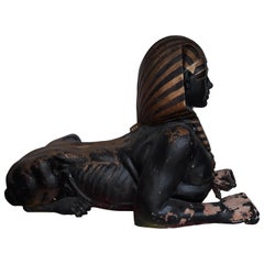 20th Century, Italy 1930 Terracotta Sphinx Decorated and Shaped by Hand