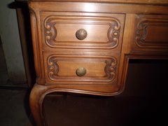 20th Century, Italy 1950 Five Drawers, Louis XV Write Desk Sculptured Solid Wood