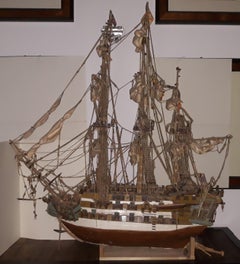 20th Century Model of English Battleship Galleon "H.M.S." from the 18th Century