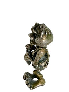 20th Cent Troll Gnome Miniature Bobble Head Figure, 800 Silver, Germany
