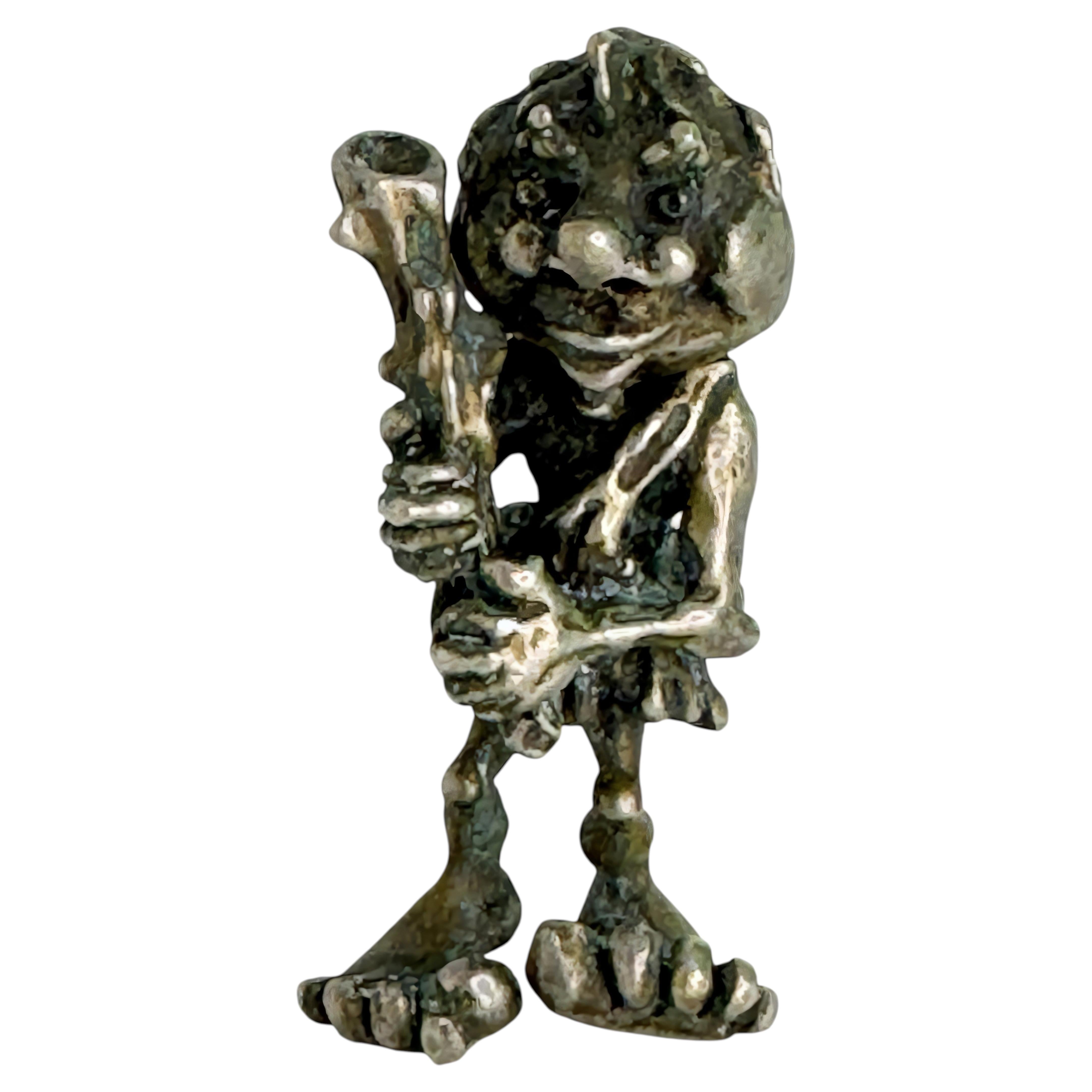 Miniatura di gnomo troll del 20° secolo, argento 800, Germania in vendita
