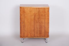 20th Century Czech Bauhaus Oak Cabinet, Chrome Legs, 1930s, Completely Restored