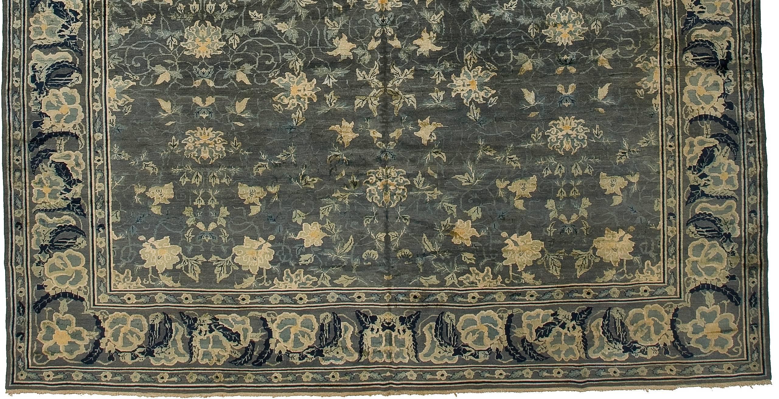 Hand-Knotted 20th Century, Green Agra Rug For Sale